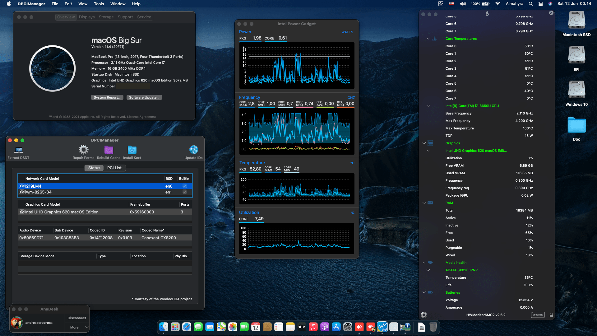 Success Hackintosh macOS Big Sur 11.4 Build 20F71 in HP EliteBook 830 G5